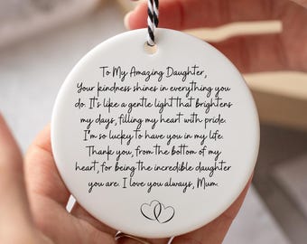 Daughter Gift from Mother – Ceramic Keepsake with Loving Verse