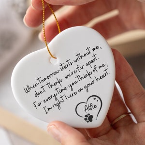 Dog Memorial Keepsake In Loving Memory of Pet Dog Remembrance Personalised Name in Paw Prints Heart Ceramic Keepsake Hanging Bauble