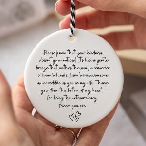 Gift for Best Friend Unique Ceramic Keepsake for Friendship Personalised Birthday Gift for Female Friend Hanging Ornament
