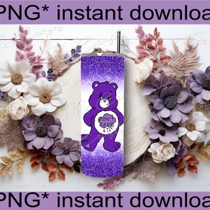 png digital file instant download 20z tumbler wrap png swear bear Purple Don&#39;t Care clean