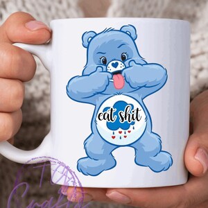 Blue swear care bear sublimation ceramic mug