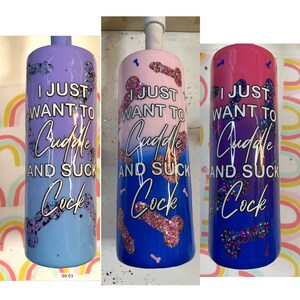 Custom adult cuddle epoxy glitter tumbler