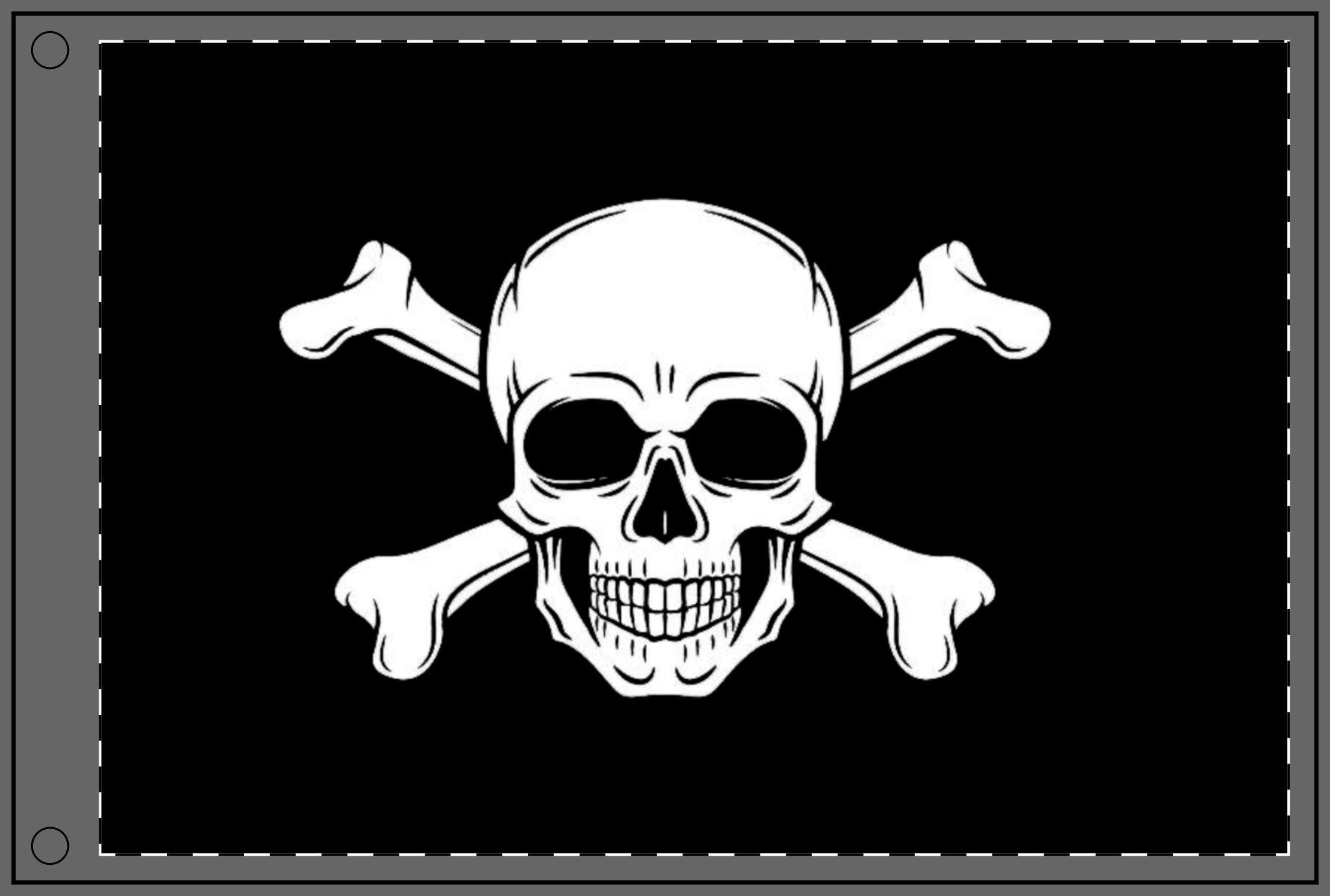 Skull and Crossbones Double Sided Flag - Pirate Theme Decoration
