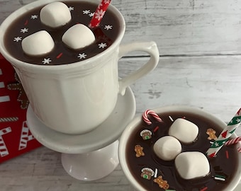 Faux Hot Cocoa Mug with Marshmallows: Christmas Tiered Tray Decor