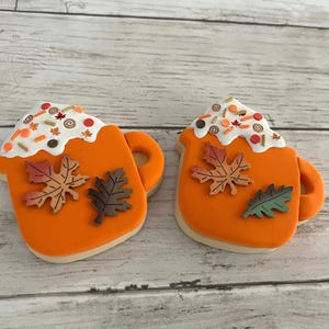 Faux Set of 2 Pumpkin spice mug cookies, fake pumpkin spice mug cookies, fall tiered tray decor, fall cookies, fall decor, fall cookie decor