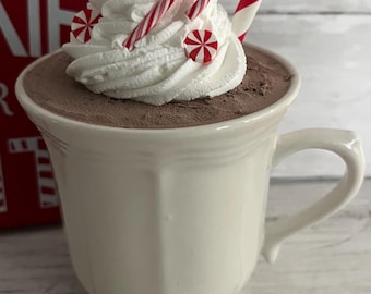 Faux Hot Cocoa Mug with Marshmallows: Christmas Tiered Tray Decor