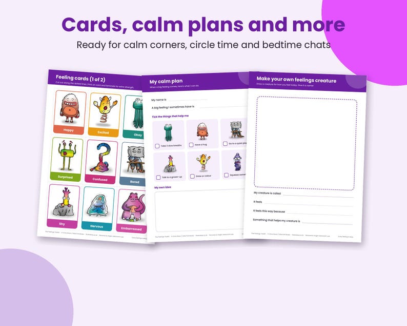 Feelings Chart for Kids Printable, Emotions Posters, Calm Down Corner ...