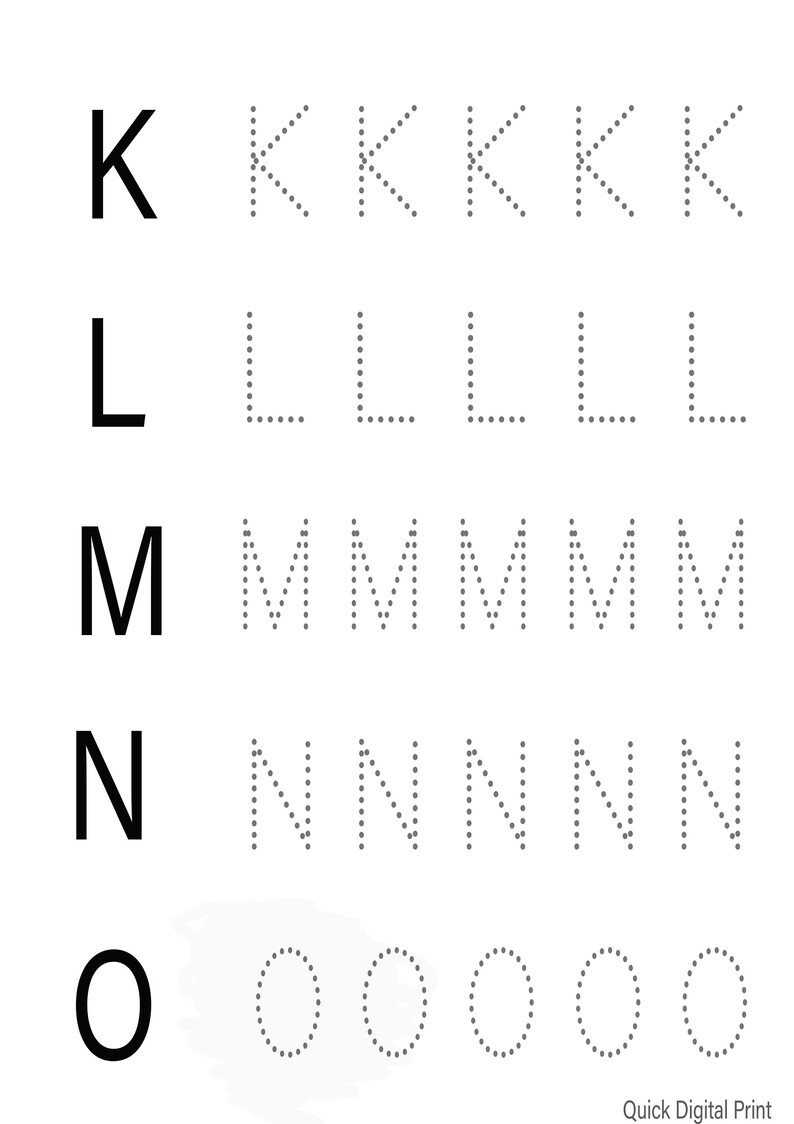 Printable Alphabet Letters Tracing Page, Preschool Worksheets, Dotted