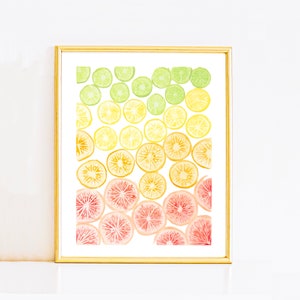 Wydrukuj | Citrus Burst Watercolor | | Lemon Art | Ombre Citrus Watercolor Painting | Dekoracje owocowe | Grejpfruty | Pomarańcze | Limonki