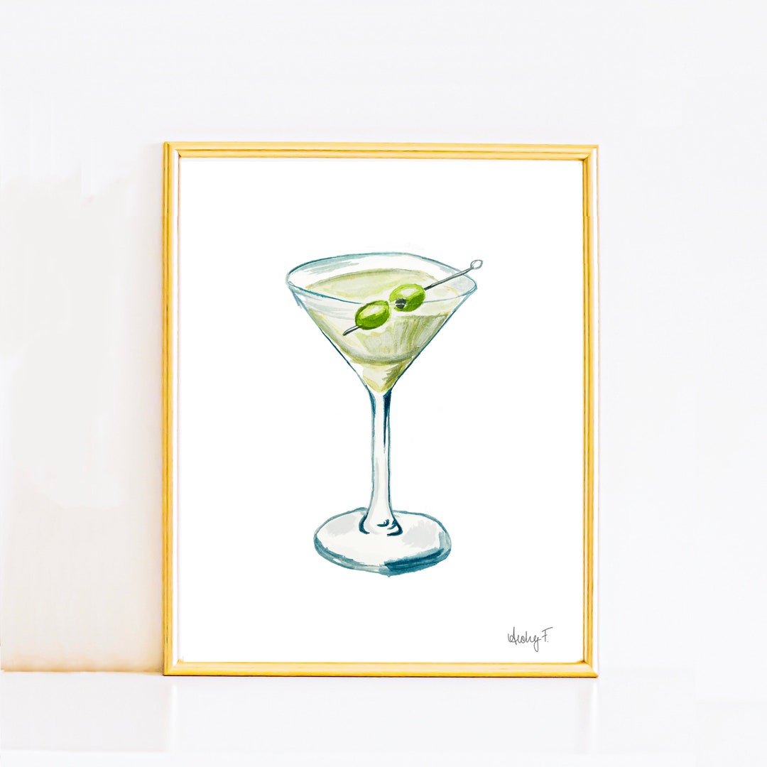 Print Watercolor Martini Glass Painting Bar Car Art Cocktail Designs