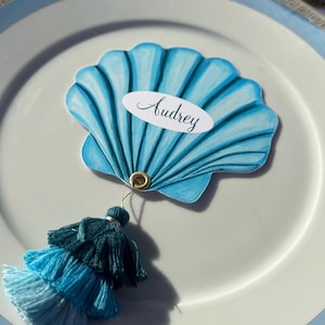Digitaler Download | Cricut Vorlage 3 PNG Dateien Blau Aquarell Muschel Menü Küsten Hochzeit Strand Thema