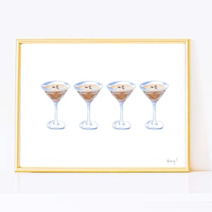 Print | Watercolor Espresso Martini Painting | Bar Cart Decor| Coffee Cocktail Art