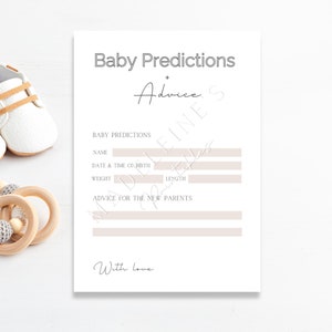 Prédictions et conseils pour les nouveaux parents Cartes de naissance Jeu de prédictions et conseils pour la naissance Cadeau de grossesse Cadeau simple pour baby shower Nouveau bébé