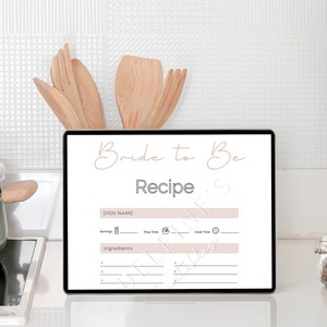 Recipe Cards for Bridal Shower Recipe for Bride to Be Recipe Card ...