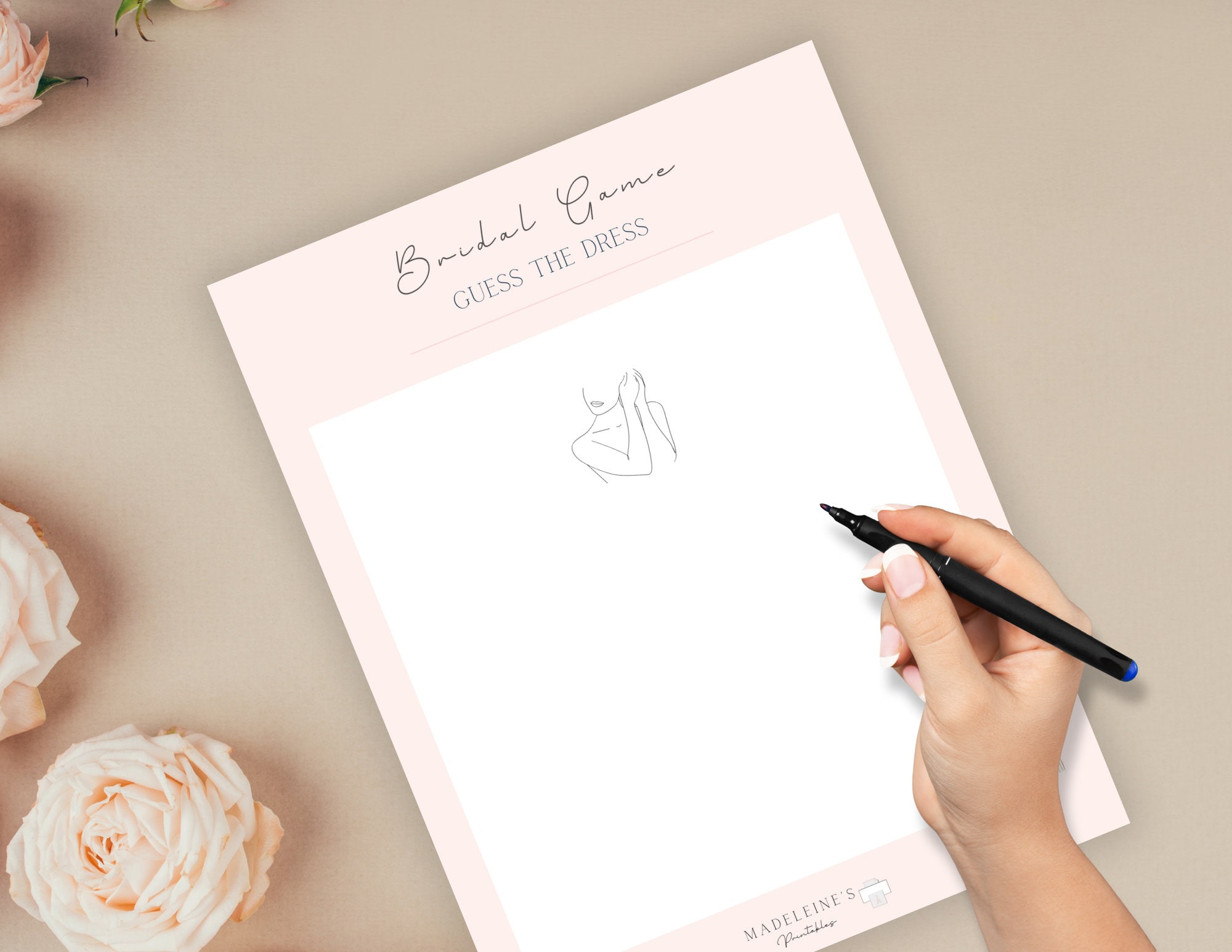 Guess the Dress Game Bridal Shower Sketch the Bride's Wedding Dress ...