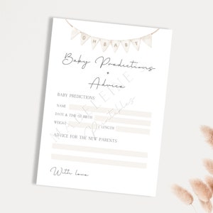 Prédictions et conseils de bébé pour les nouveaux parents Cartes de naissance Prédictions et conseils pour bébé Jeu pour la douche Cadeau de grossesse Cadeau de baby shower bohème Nouveau bébé
