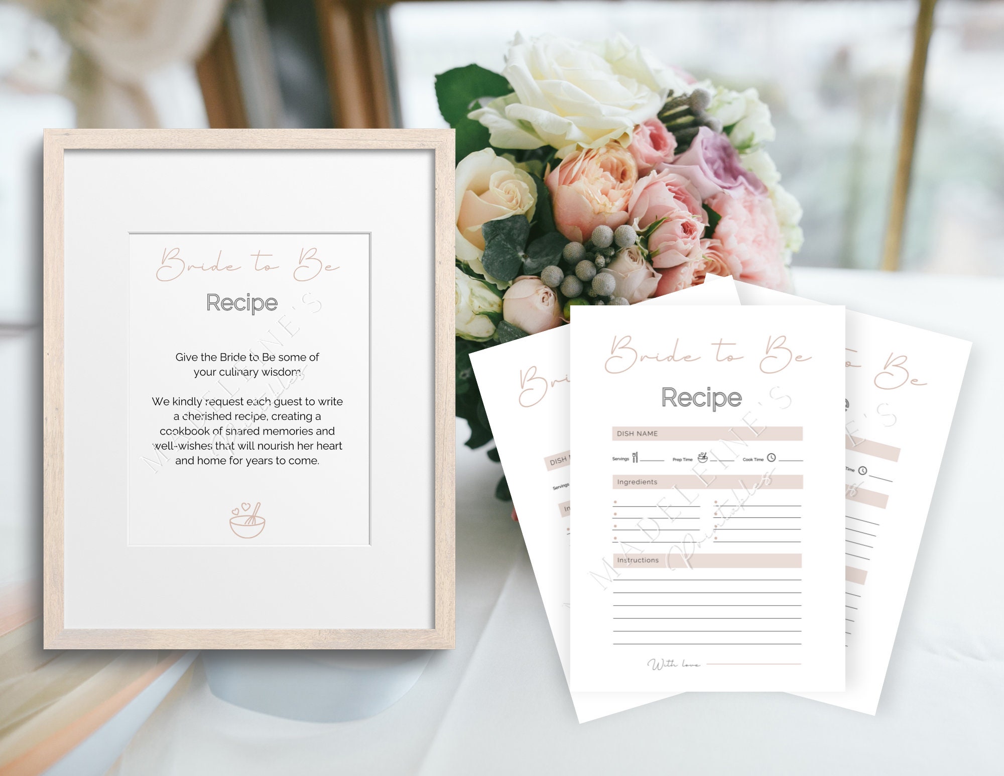 Recipe Cards for Bridal Shower Recipe for Bride to Be Recipe Card ...