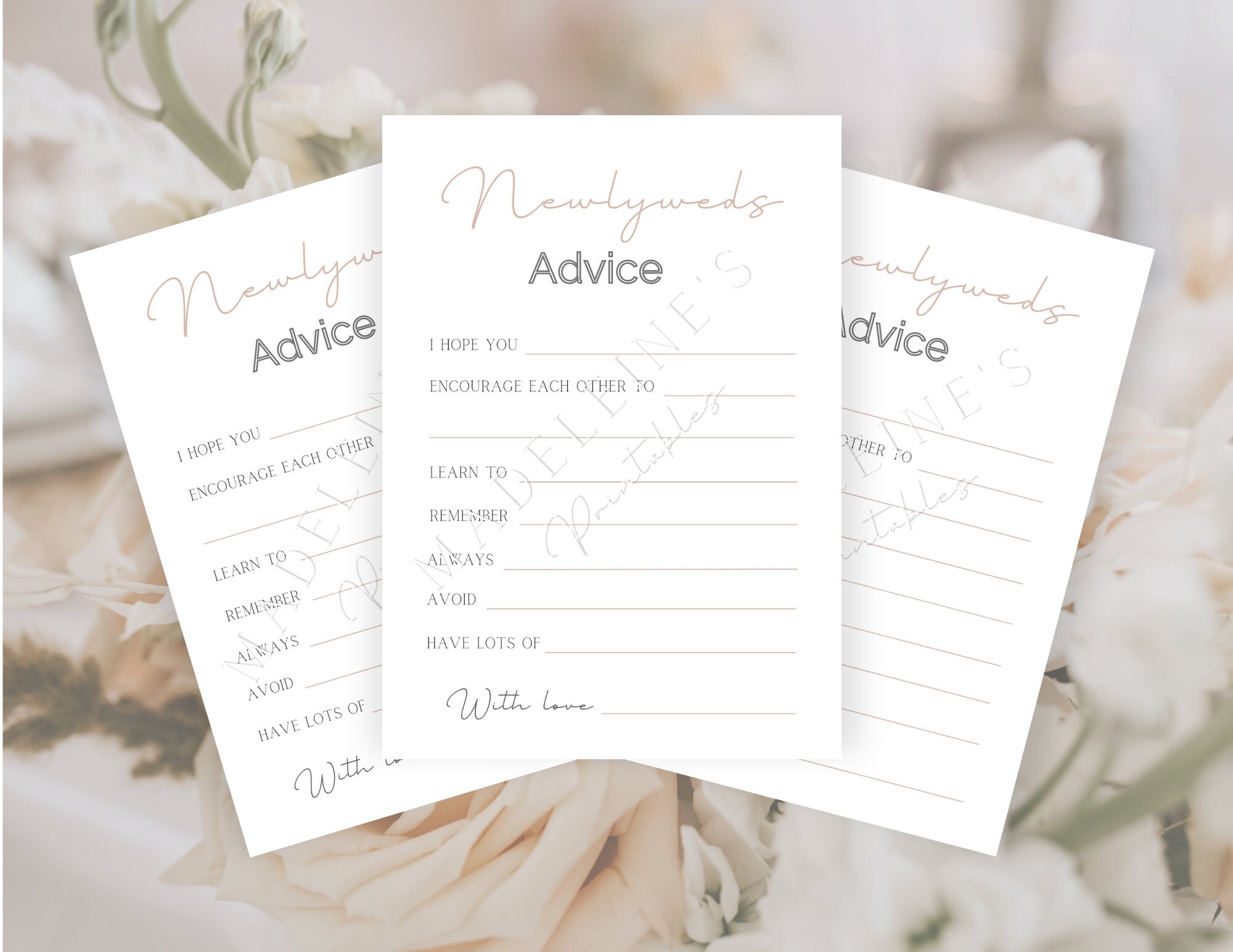 Newlywed Advice and Wishes for Bride and Groom Bridal Shower Game ...