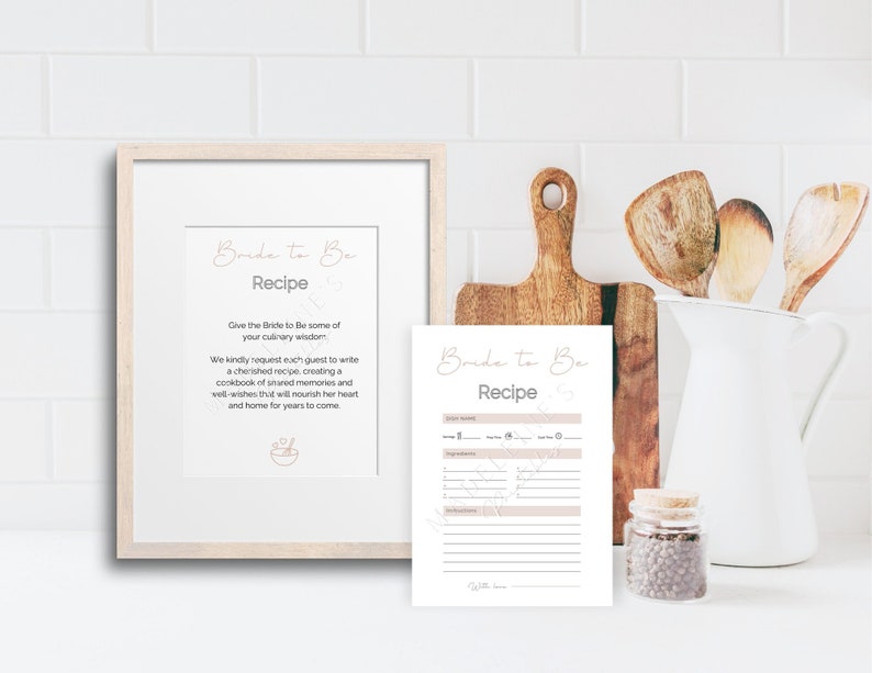 Recipe Cards for Bridal Shower Recipe for Bride to Be Recipe Card ...