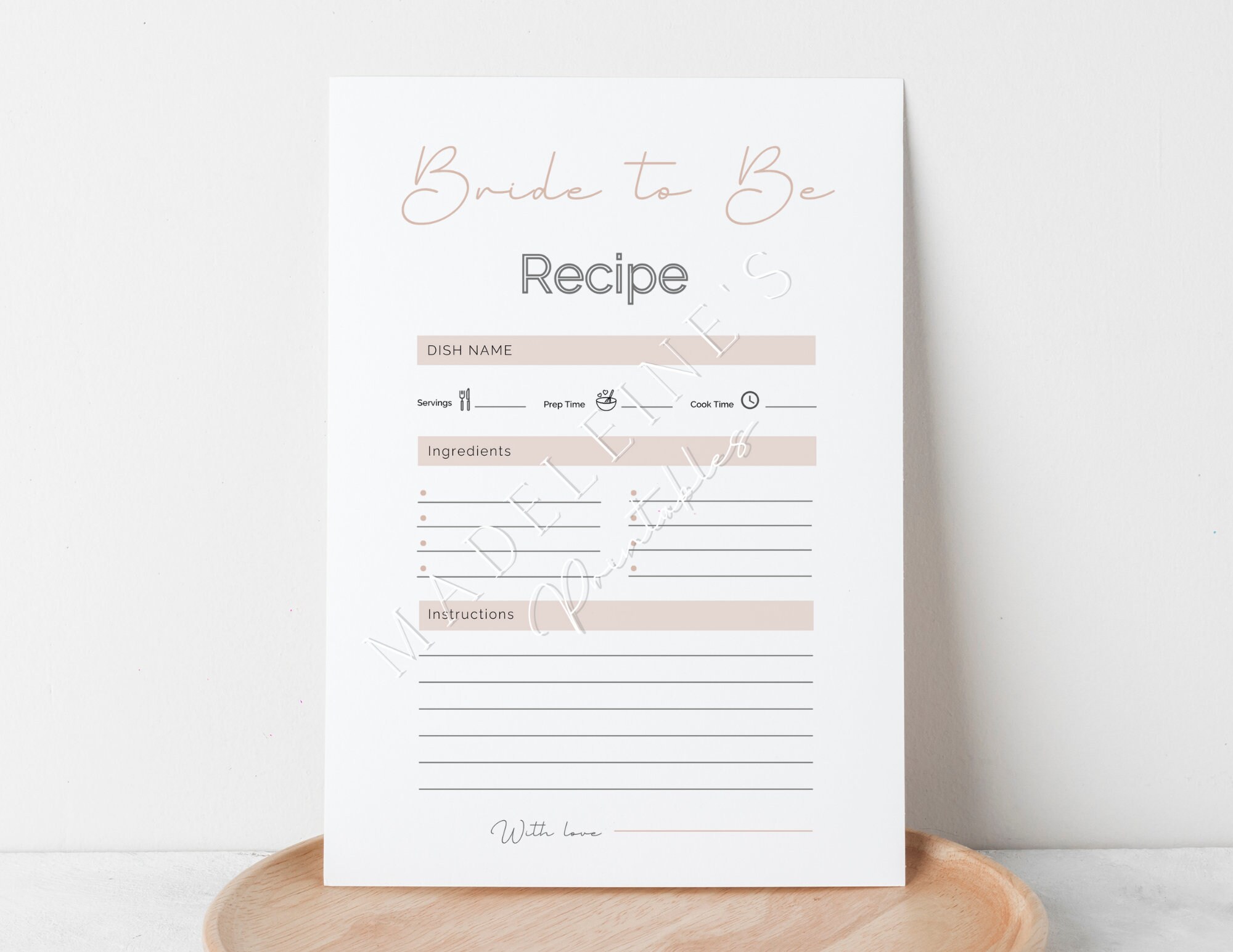 Recipe Cards for Bridal Shower Recipe for Bride to Be Recipe Card ...