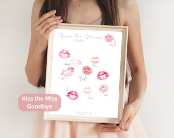 Kiss the Miss Goodbye Game Bachelorette Party Game Bridal Shower Miss to Mrs Kiss Lipstick Game Bachelorette Keepsake Gift for the Bride