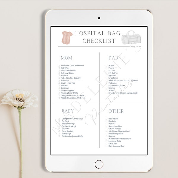 Hospital Bag Checklist What to pack in Hospital Bag Essentials for Birth and Pregnancy Support New Mom Gift Preparation for Birth List