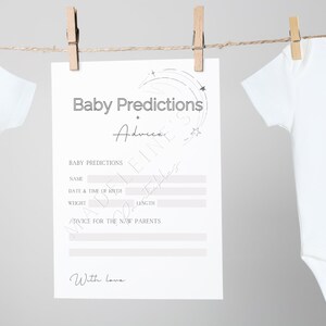 Prédictions et conseils pour les nouveaux parents Cartes de naissance Jeu de prédictions et conseils pour la naissance Cadeau grossesse Etoiles Lune Cadeau baby shower Nouveau bébé