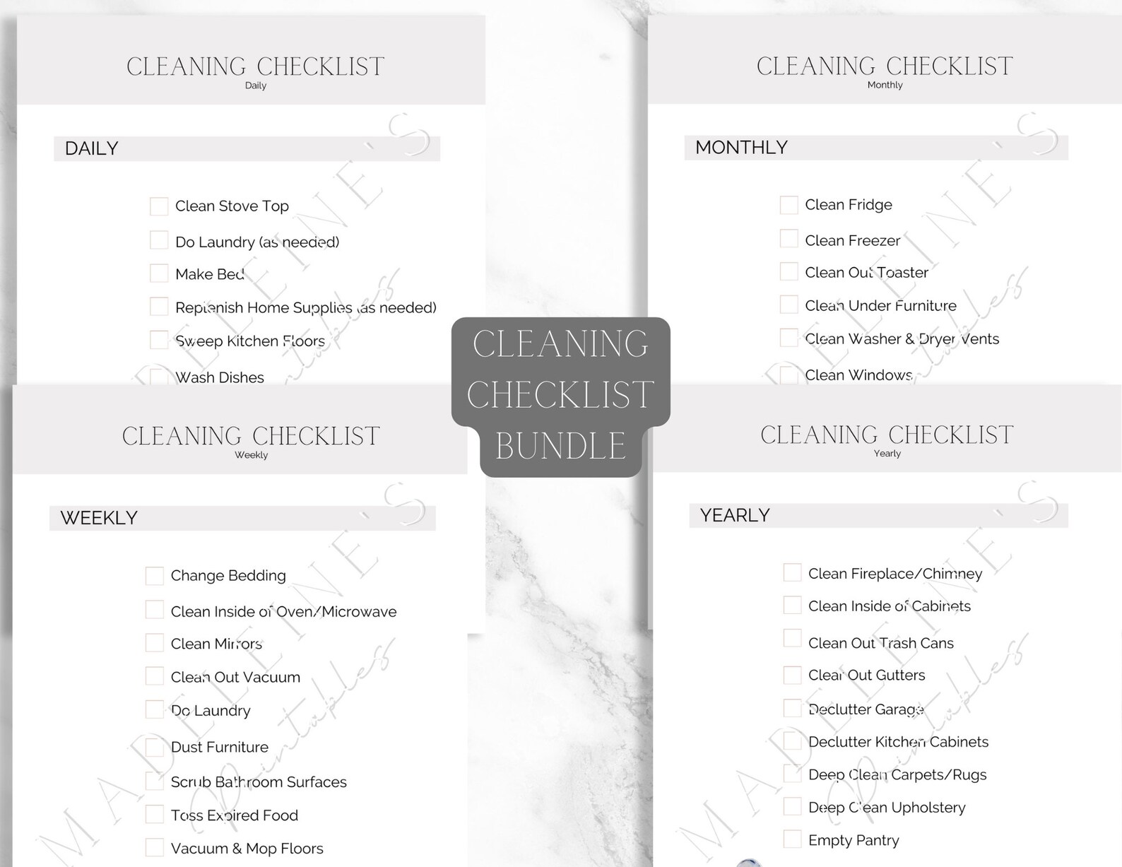 Cleaning Checklist Daily Weekly Monthly Yearly Cleaning Routine Home ...