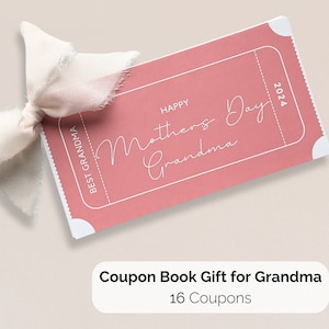 Regalo del día de la madre para la abuela Libro de cupones Idea de regalo del día de la madre 2024 Libro de cupones imprimible Regalo de último minuto de los nietos