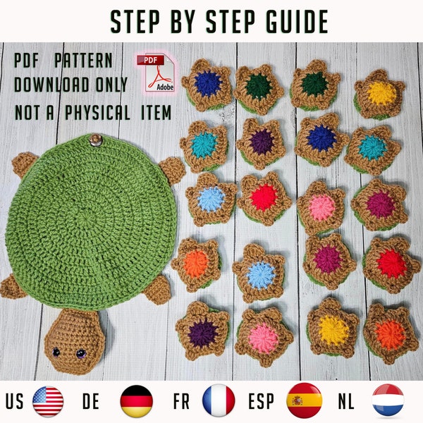 The ORIGINAL Turtle Memory Game PATTERN | Crochet Patterns | Amigurumi Turtle | Full Guide | Pattern Tutorial PDF - English | Crocheting