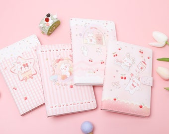 Kawaii Cherry Sweet Sauce Rabbit Notebook - Journal de bricolage - Organisateur - Planificateur mignon - Fournitures scolaires