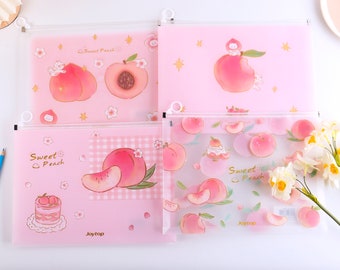 Sweet Peach File zipper bag - Kawaii Stationery - Office Supplies