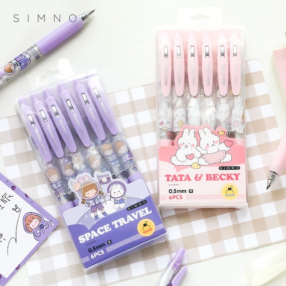 12 Pcs Anime Pens Cute Pink Rabbit Gel Pens Set, Cartoon Ballpoint Pens  School Supply Set, Cute Animal Pens for Girls Boys Kids, Gift for Birthday