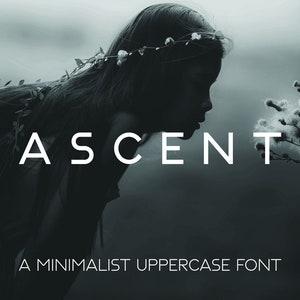 Ascent Font A Sans Serif Uppercase Typeface para logotipos e projetos de design minimalista 2 pesos 2 estilos Download digital de arquivo SVG e OTF