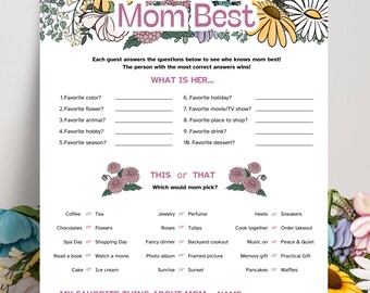 Mother's Day Brunch Game, Mom Birthday Party Game, Who Knows Mom Best Quiz, This or That Game