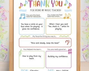 Music Teacher Gift, Teacher Appreciation Gift, Vocal Teacher Gift, Choir Director Gift, Piano Teacher Gift, All About My Teacher Gift