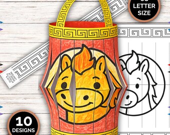 Chinese New Year Coloring Craft Year of the Horse Printable Lantern