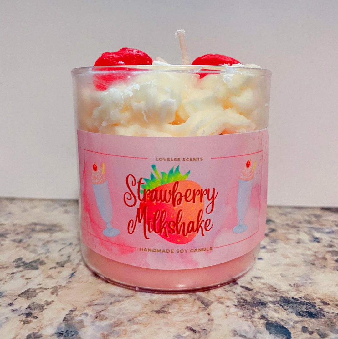 Strawberry Milkshake Candle Whipped Candle Etsy