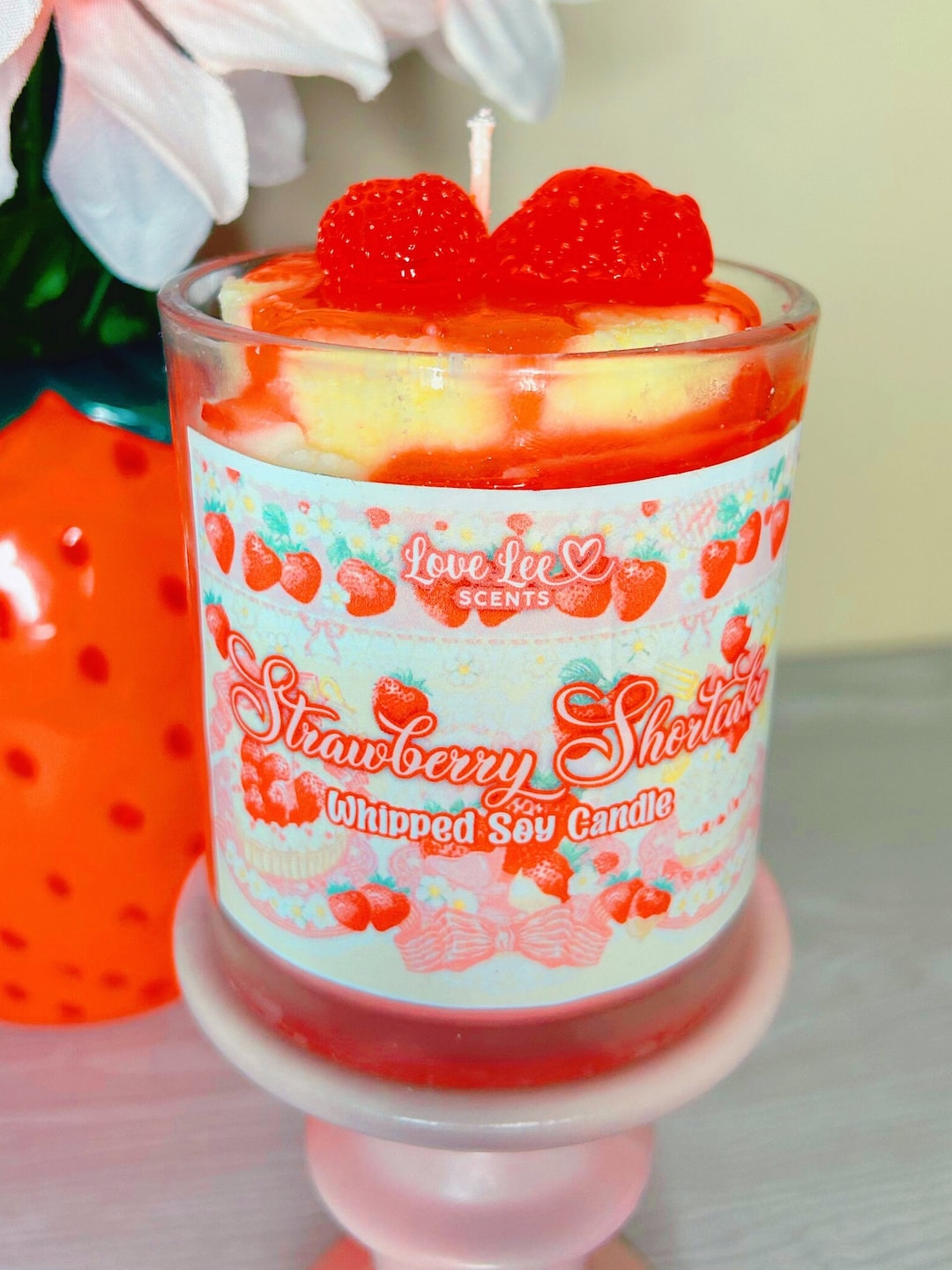 Strawberry Shortcake Candle Whipped Dessert Highly Scented Candle K12