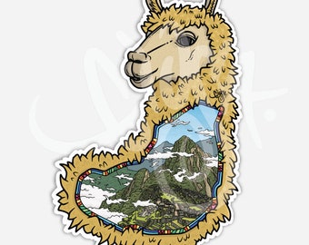 Llama Picchu Vinyl Sticker