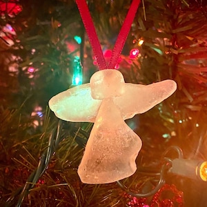 Set of 3 Genuine Sea Glass Angel Ornaments - Etsy