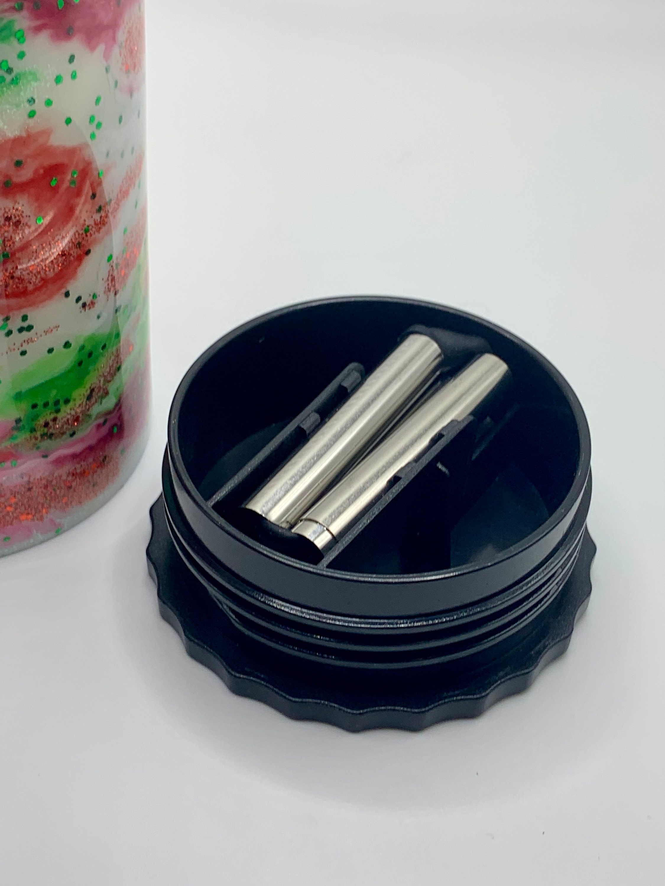 Hand Decorated Straight 30 Oz Strawbler Tumbler Christmas Snow Globe