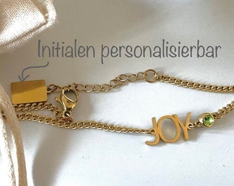 Armband "JOY" Gold personalisierbar Initialen •  hochwertiges zierliches wunderschönes  Armband • 18k vergoldet • Ein individuelles Geschenk