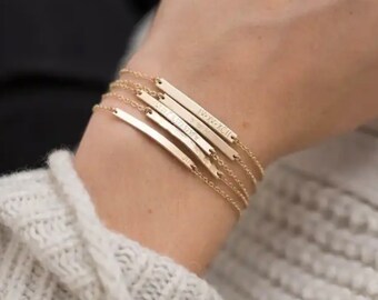 bar bracelet gold minimalist handmade