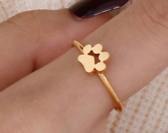 Statement Gold Ring Pawn, Hundepfote • minimalistisch gearbeitet • 18k vergoldet • hochwertig Handgearbeiteter Artikel