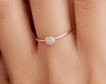Ring, Bandring Zirkon Gold • Stapelring mit kleinen  Zirkonen • 14k vergoldet, klassisch  • Sehr stylisch• Perfektes Geschenk  •