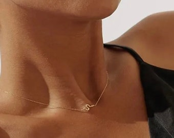 Sehr feine, filigrane Kette Schlange Gold, Choker mit Anhänger 925er Sterling Silber 18k vergoldet • Hochwertig gearbeitet