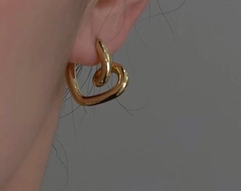 Because you can't just carry love in your heart.... Gold filled earrings "Heart" stainless steel 24 carat gold plated