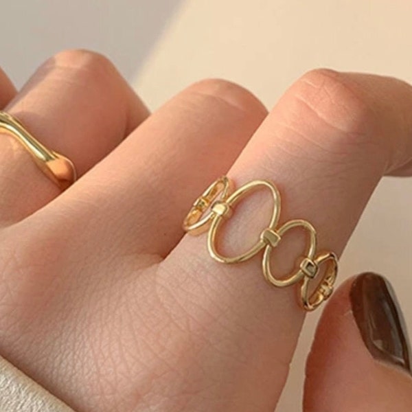 Avantgarde Ring Gold 70er retro style • Cooler Vintage Ring  • Modern gearbeitet • Sehr stylisch• Ein ausgefallenees Geschenk für Sie •