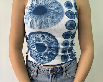 Iris Cyanotype Crop Top
